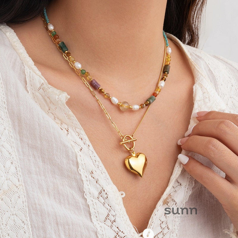 Leilany Layered Natural Stone Necklace [EUWNKG0T]