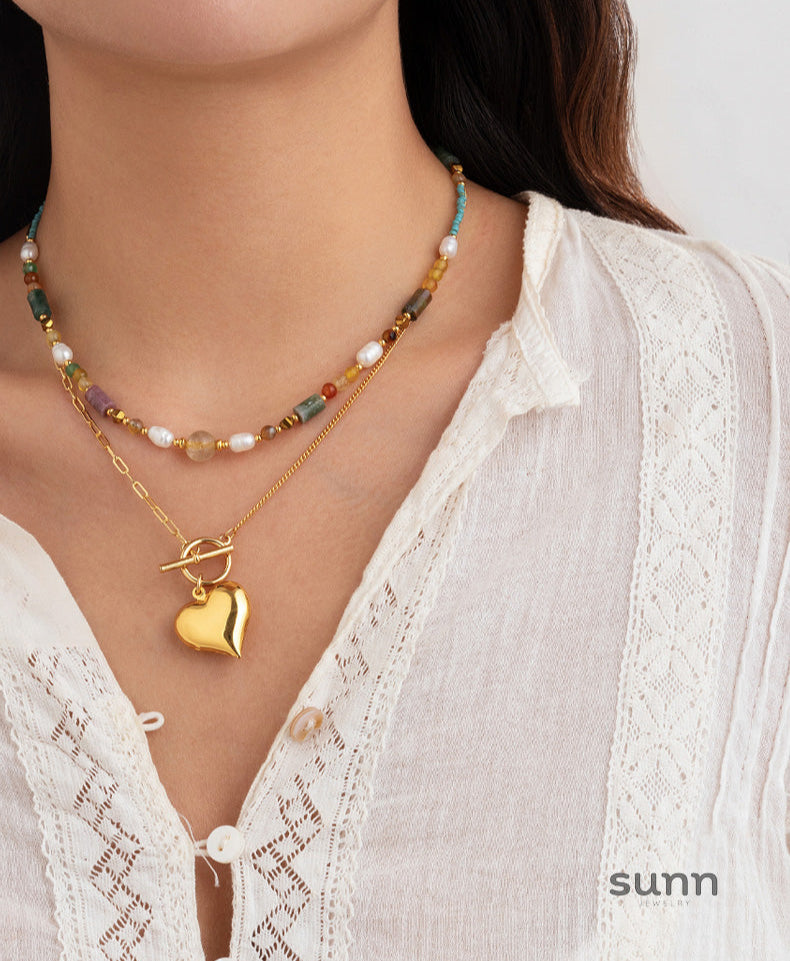 Leilany Layered Natural Stone Necklace [VPPB2GSZ]
