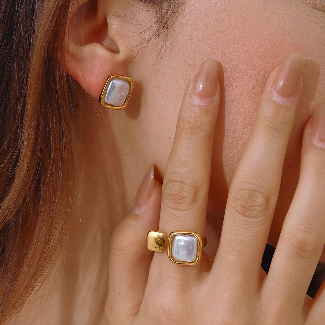 Lelani Pearl Hoops & Rings [H4CUJ6B2]