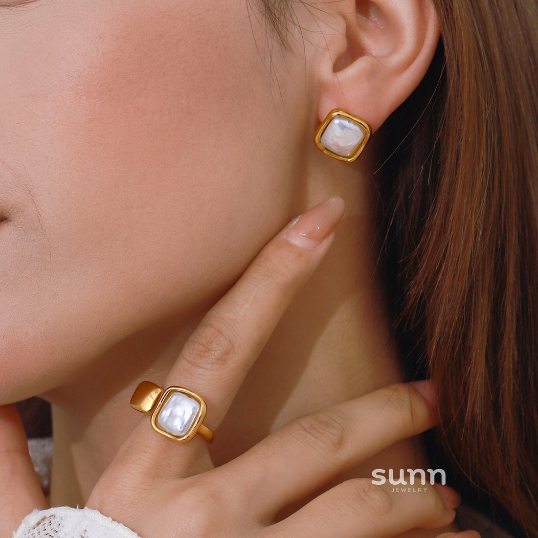 Lelani Pearl Hoops & Rings [H4CUJ6B2]