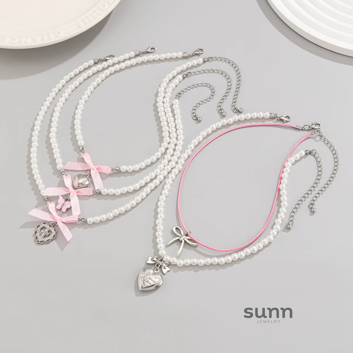 Lennix Pearl Charm Layered Necklace