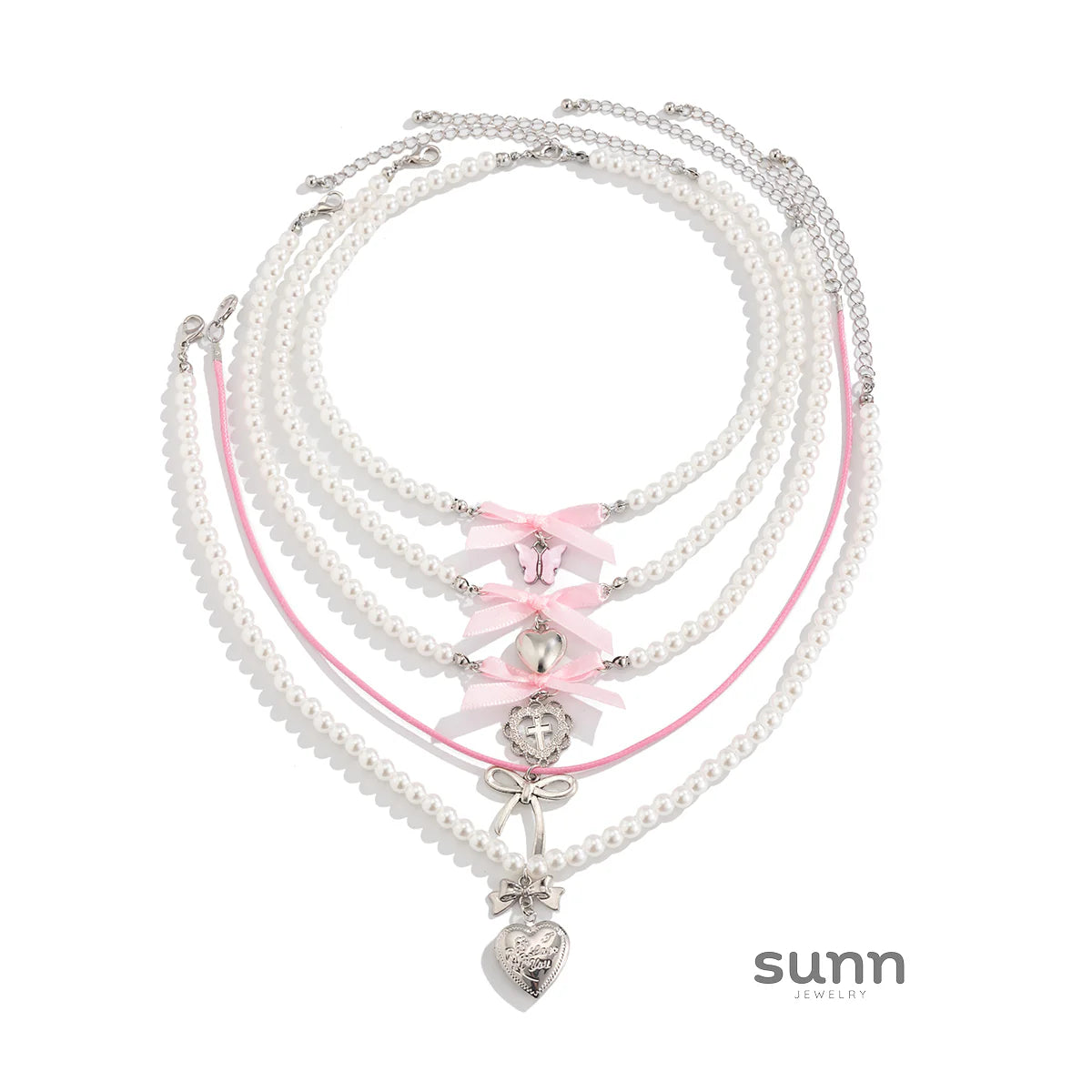 Lennix Pearl Charm Layered Necklace