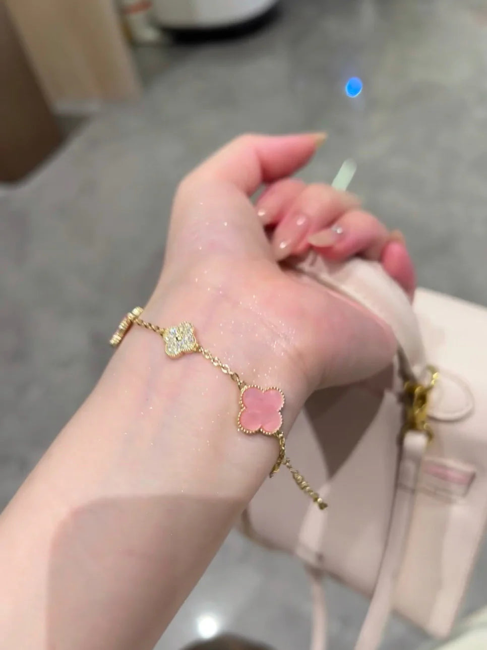 Lennix Pink Clover Pearl Bracelet