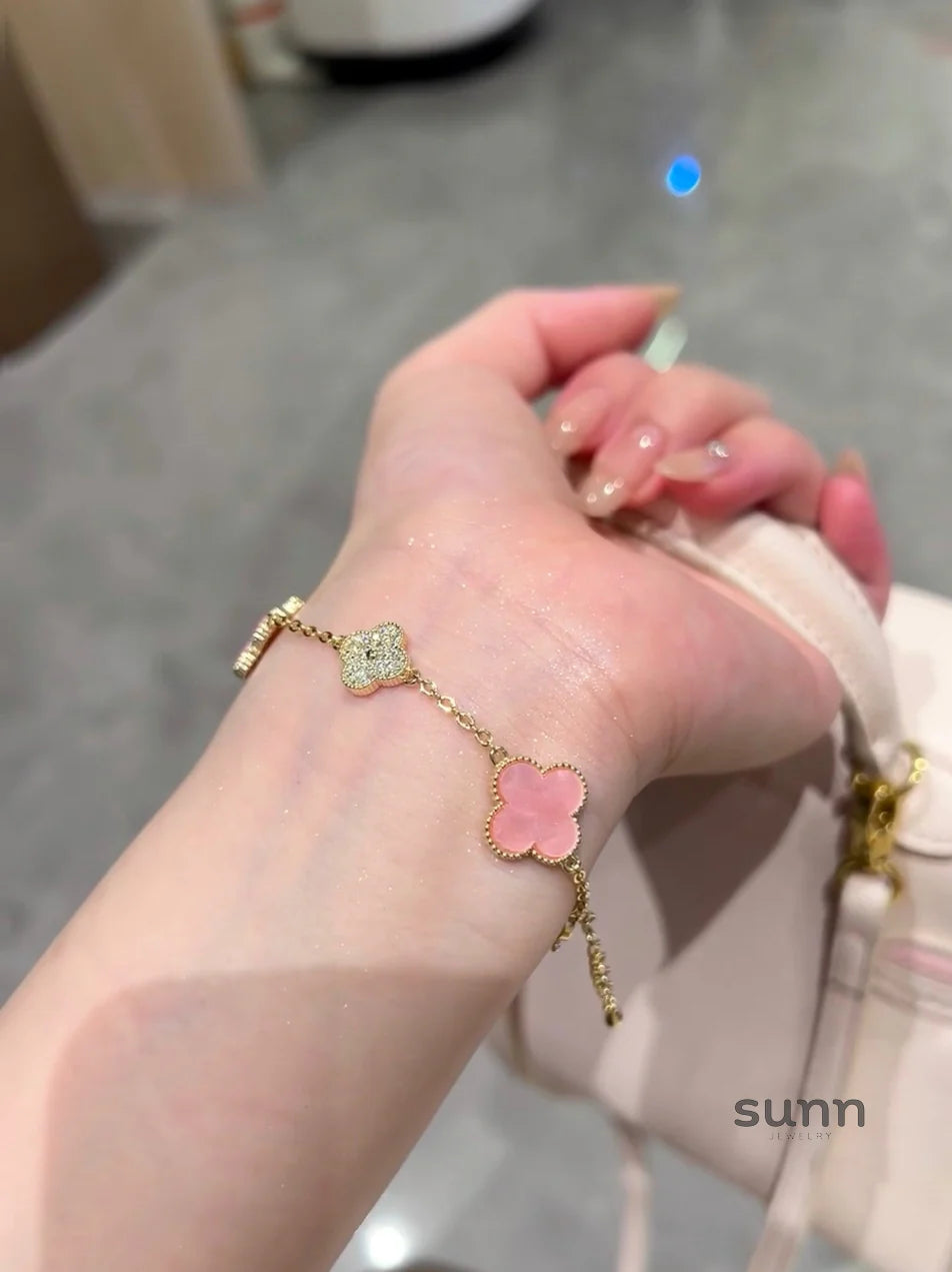 Lennix Pink Clover Pearl Bracelet