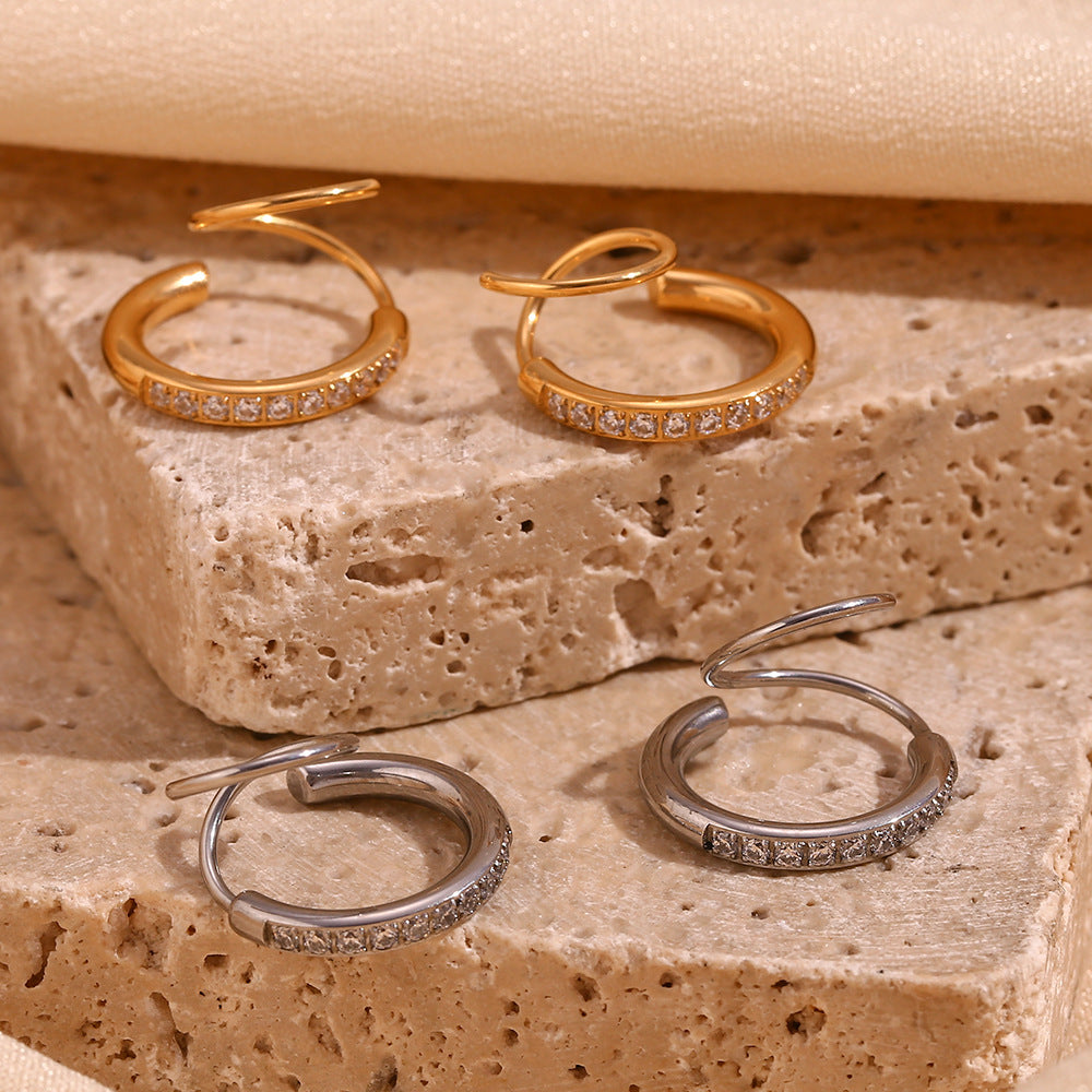 Lennix Spiral Diamond Earrings [1ZOGMPRT]