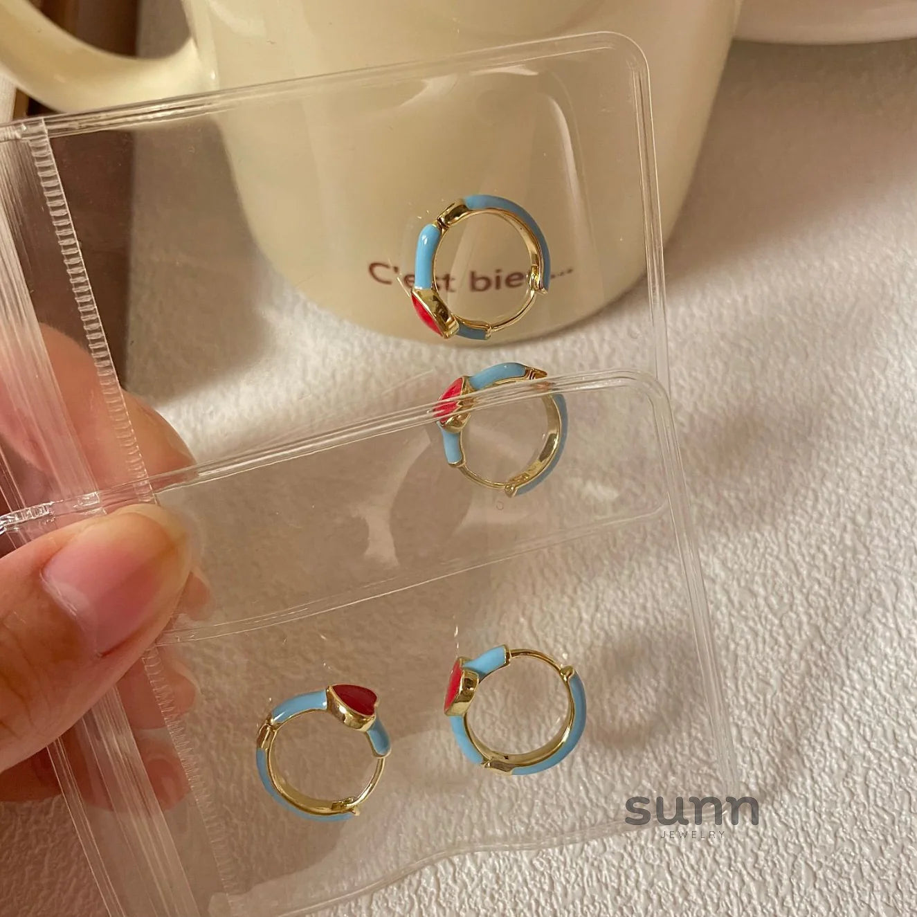Lennox Enamel Heart Ear Cuffs
