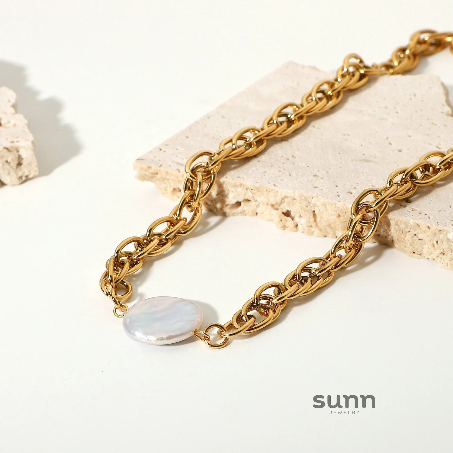 Lenore Gold Pearl Twisted Necklace