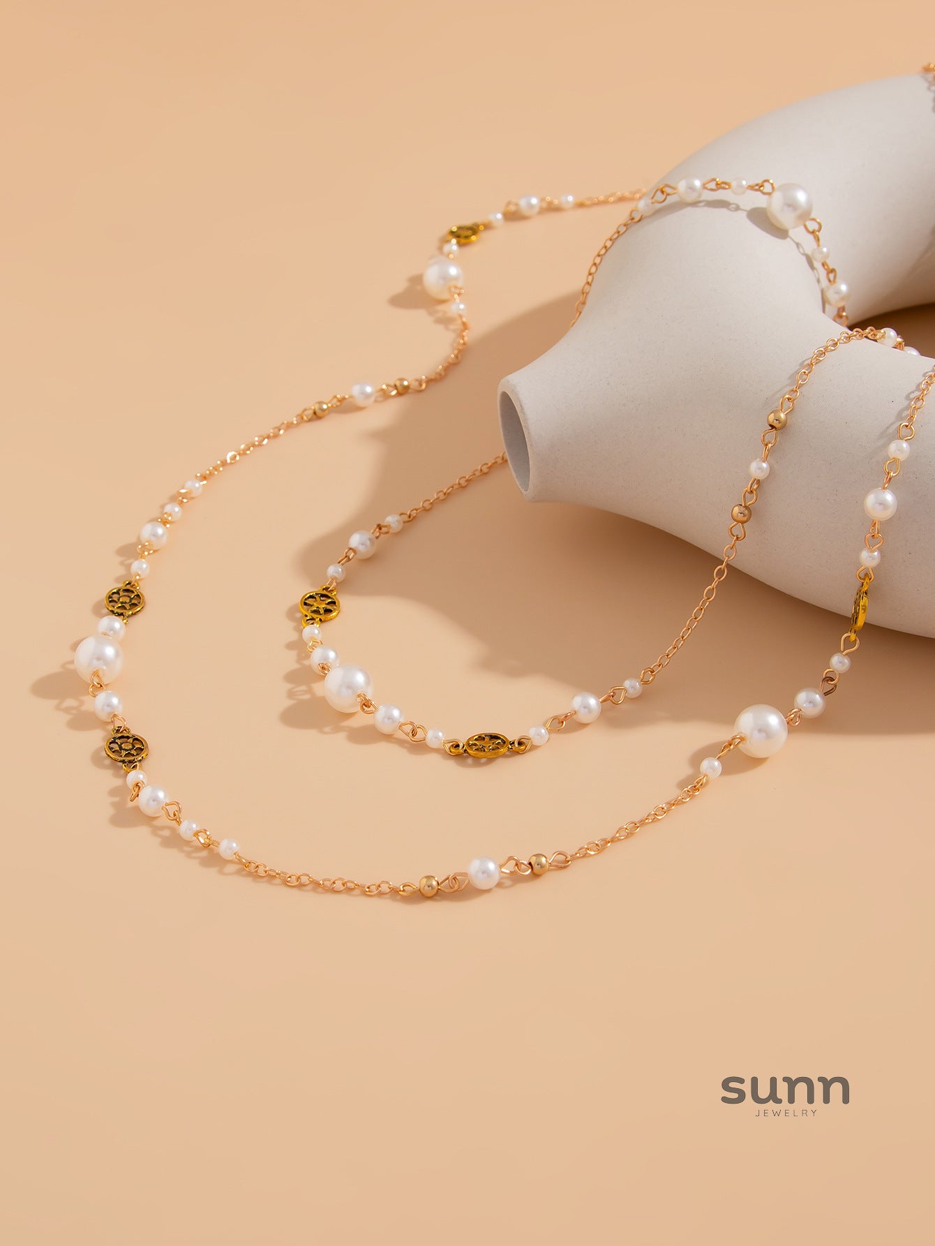 Lenore Layered Pearl Tassel Necklace [ODL8X6CJ]