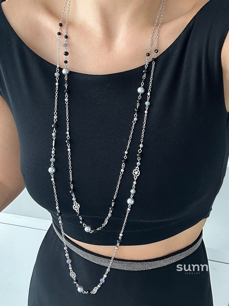 Lenore Layered Pearl Tassel Necklace [N00BTYH0]