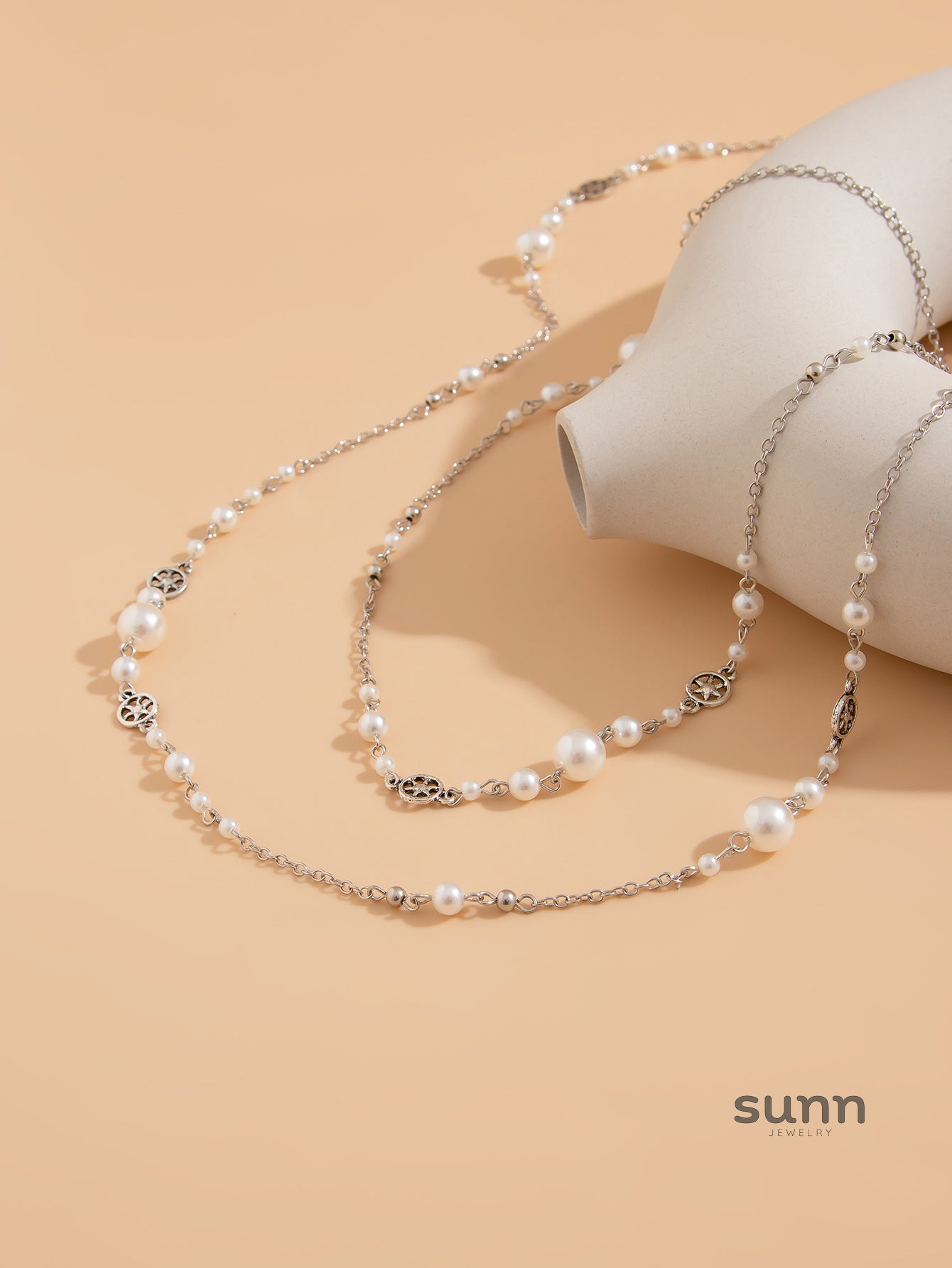 Lenore Layered Pearl Tassel Necklace [I1IOTWEQ]