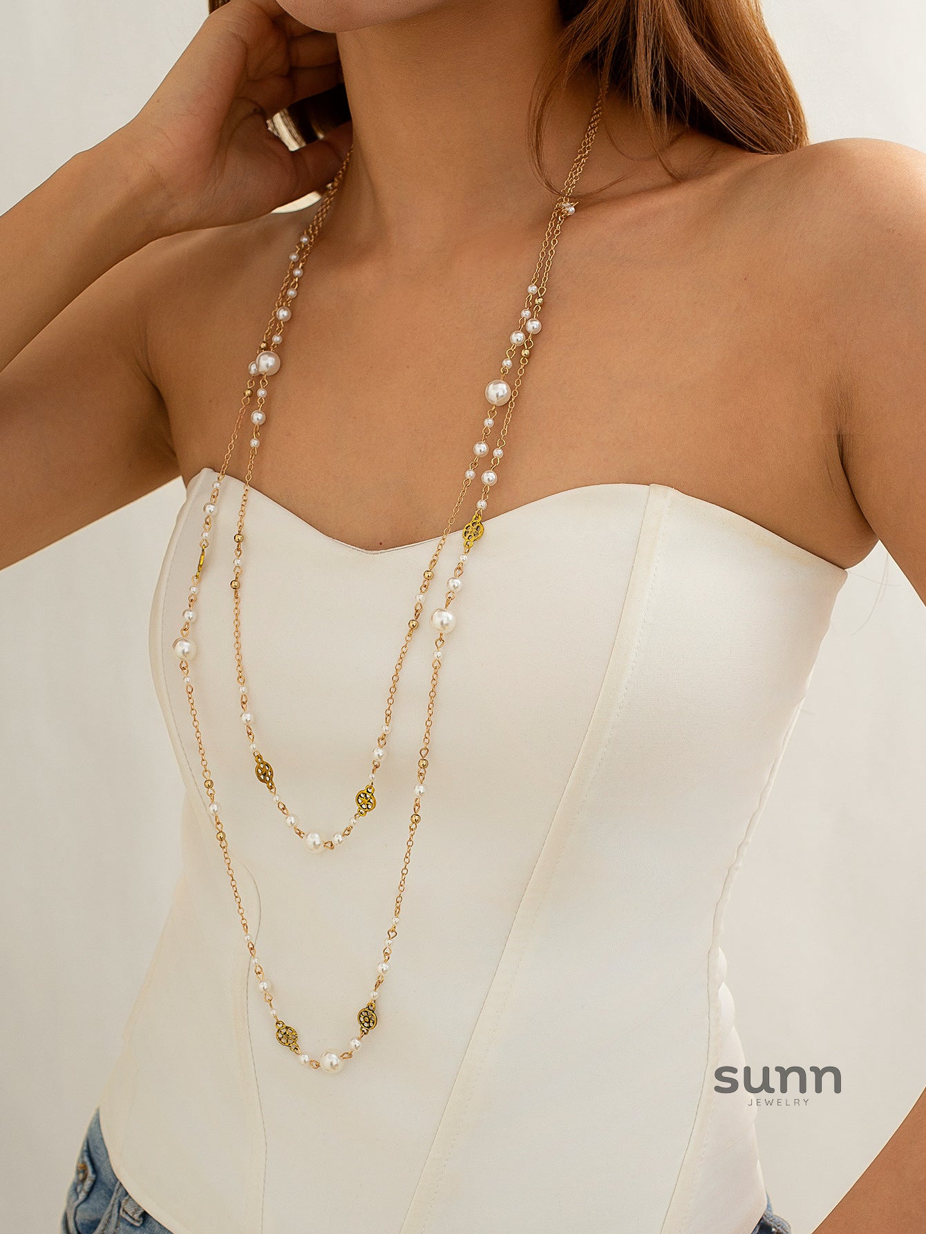Lenore Layered Pearl Tassel Necklace [QRMKXWV0]