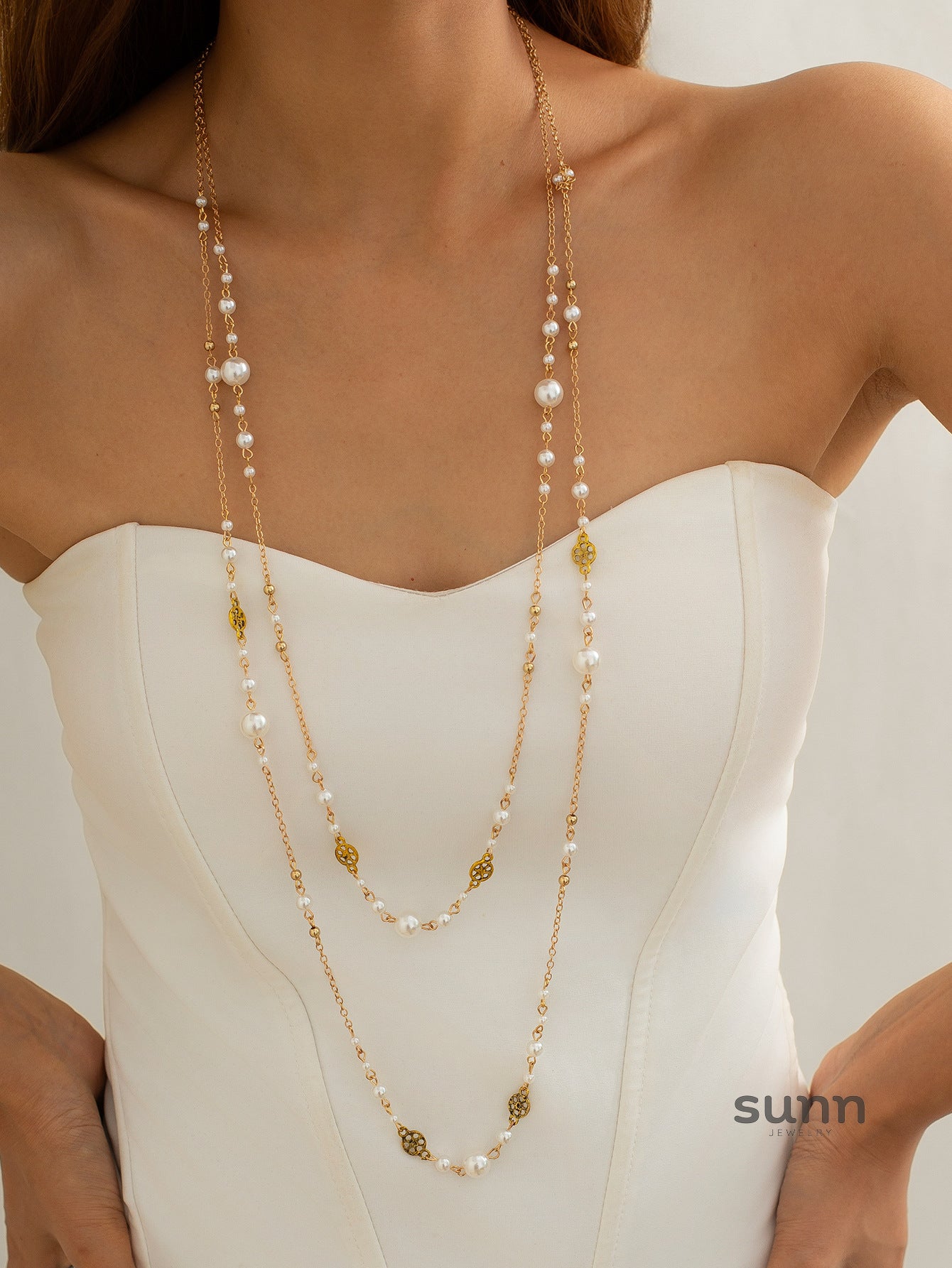 Lenore Layered Pearl Tassel Necklace [BL4N6MMI]