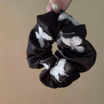Letti Embroidered Satin Butterfly Scrunchie