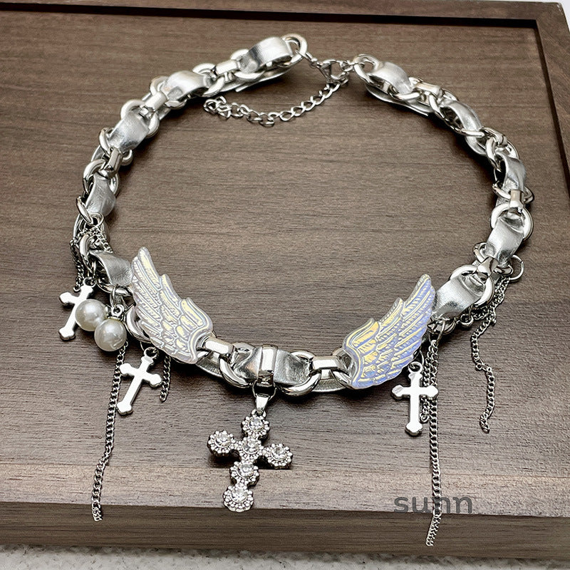 Liesl Winged Cross Choker [PXMLQWGD]
