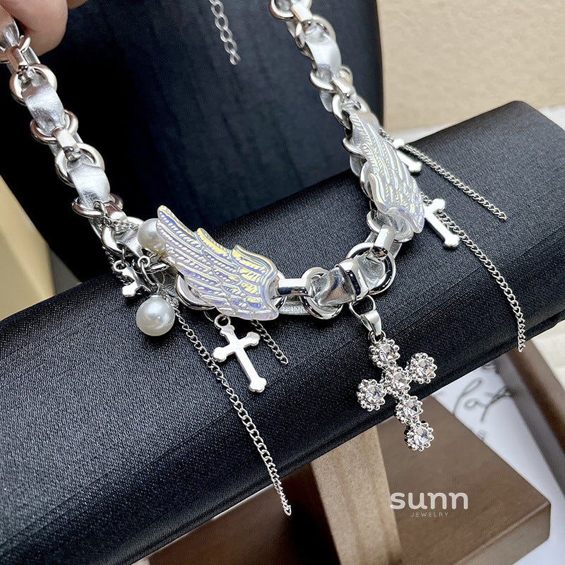 Liesl Winged Cross Choker [W769FBPA]