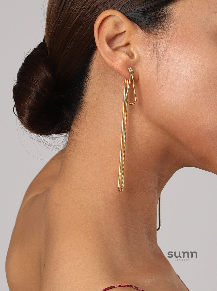 Lilah Gilded Snake Chain Earrings [SDRV358B]
