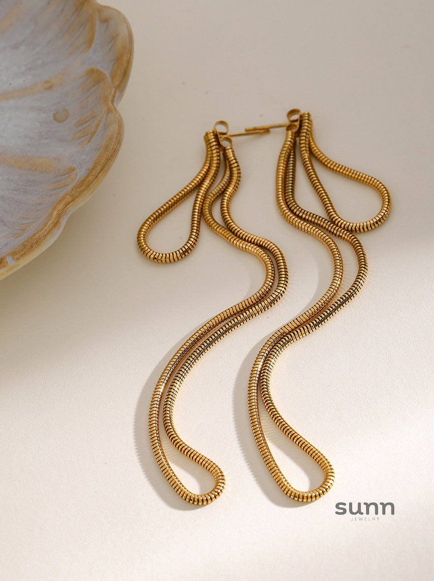 Lilah Gilded Snake Chain Earrings [ZLV2N33S]