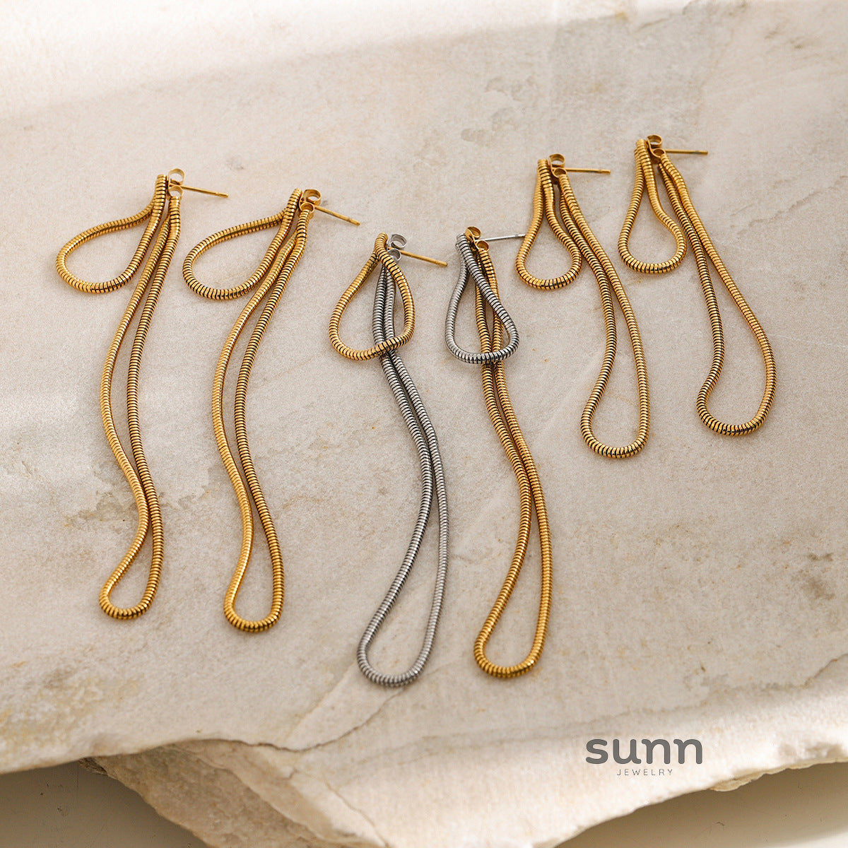 Lilah Gilded Snake Chain Earrings [4ZKVB0C0]