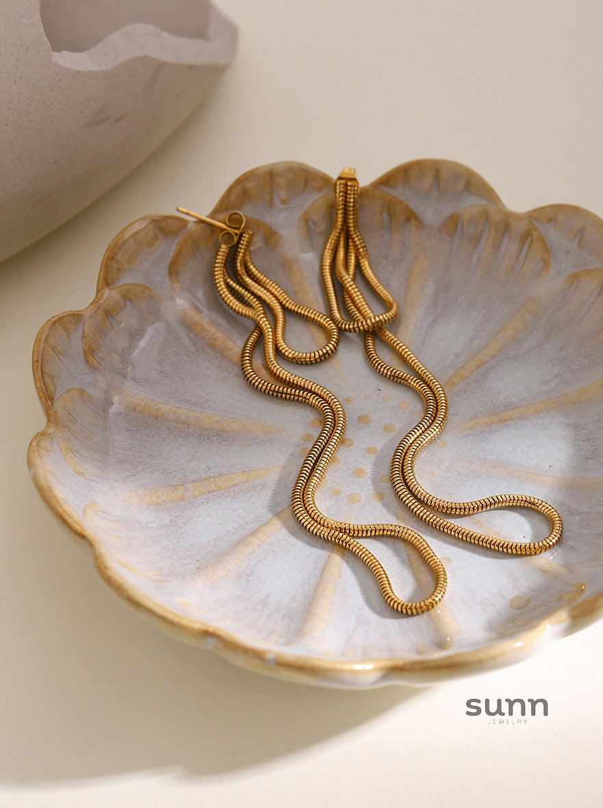 Lilah Gilded Snake Chain Earrings [1F5Q8I3J]