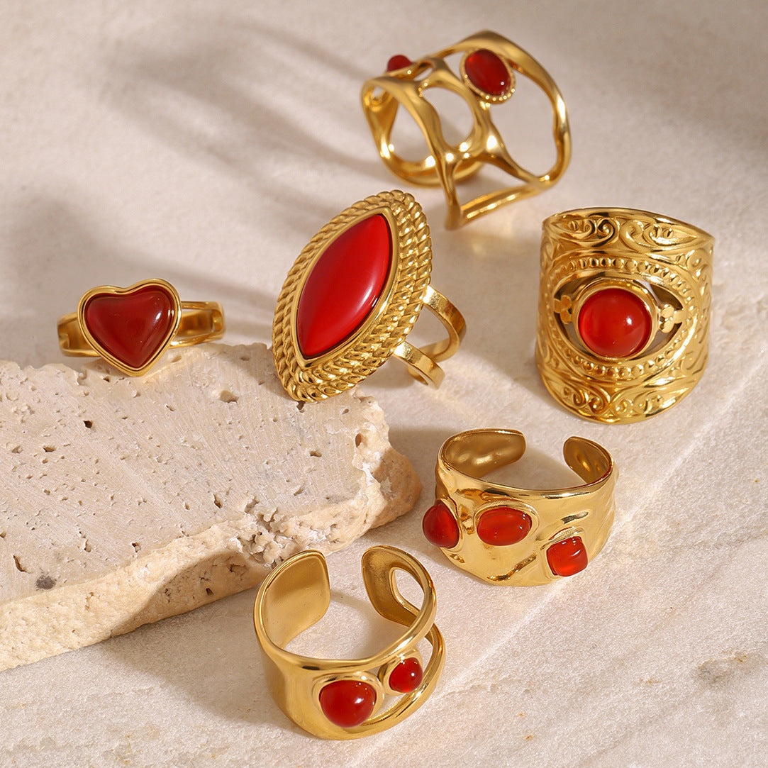 Lilliana Red Agate Statement Ring [RLPZQBOE]