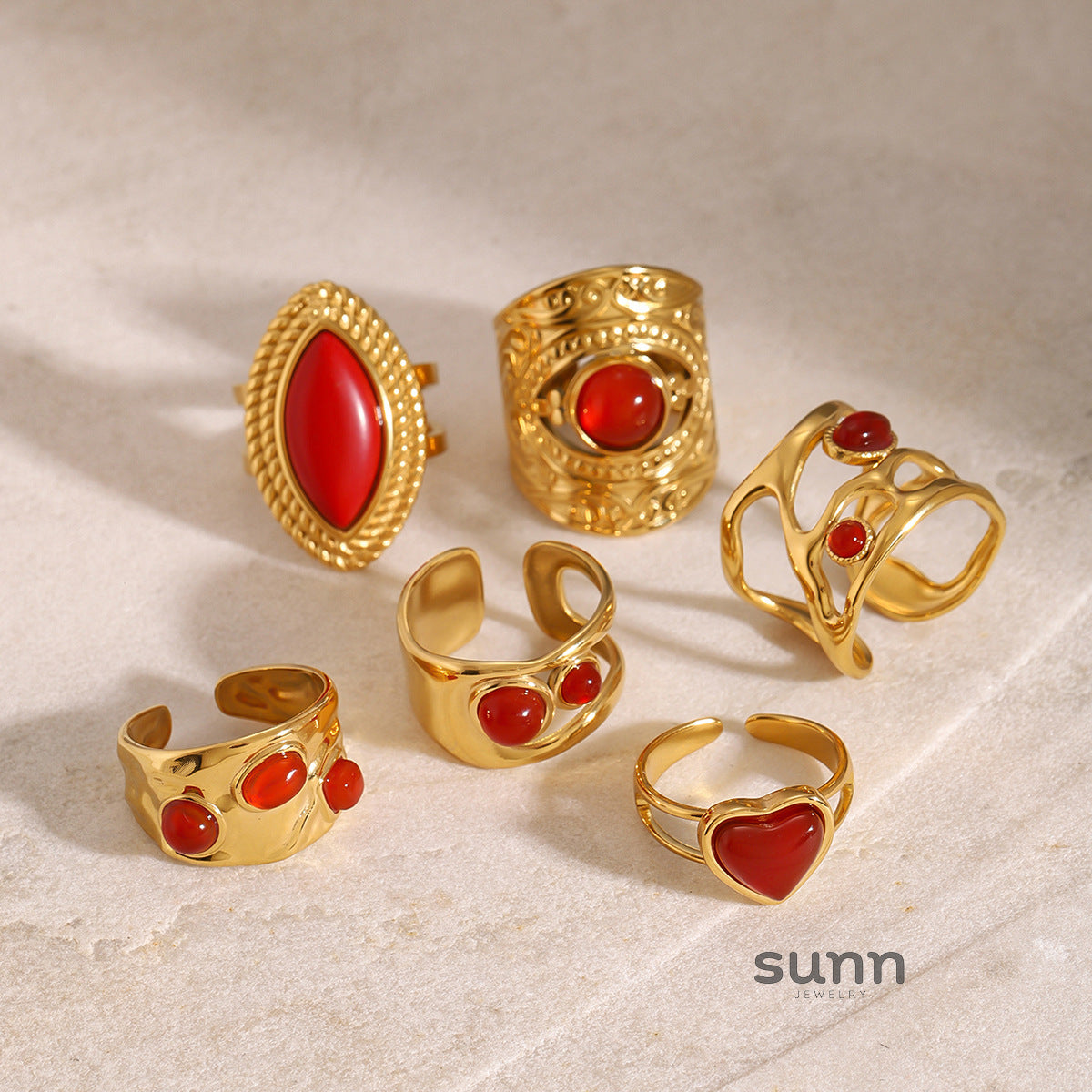 Lilliana Red Agate Statement Ring [4MIDIRRO]