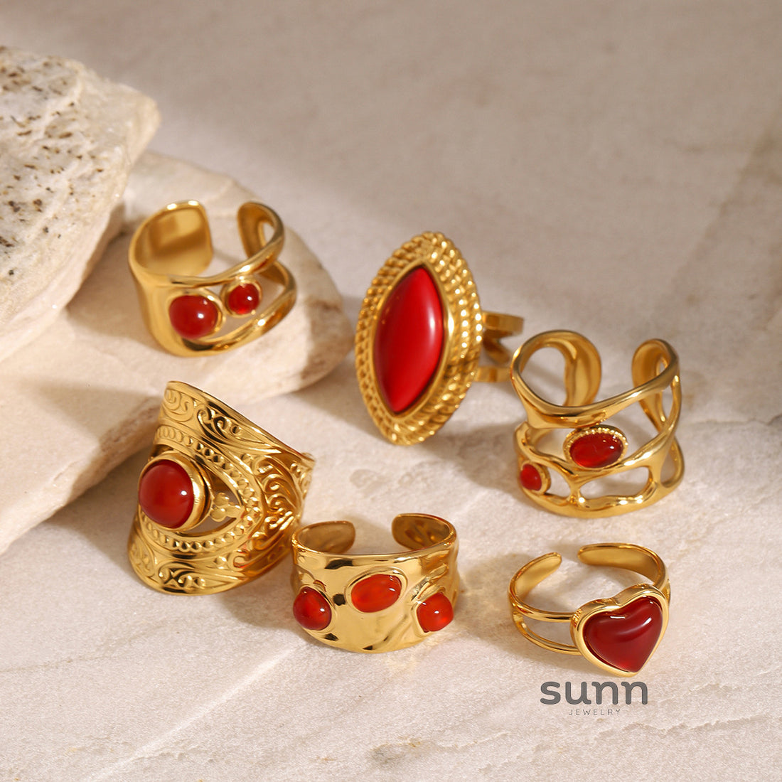 Lilliana Red Agate Statement Ring [RLPZQBOE]