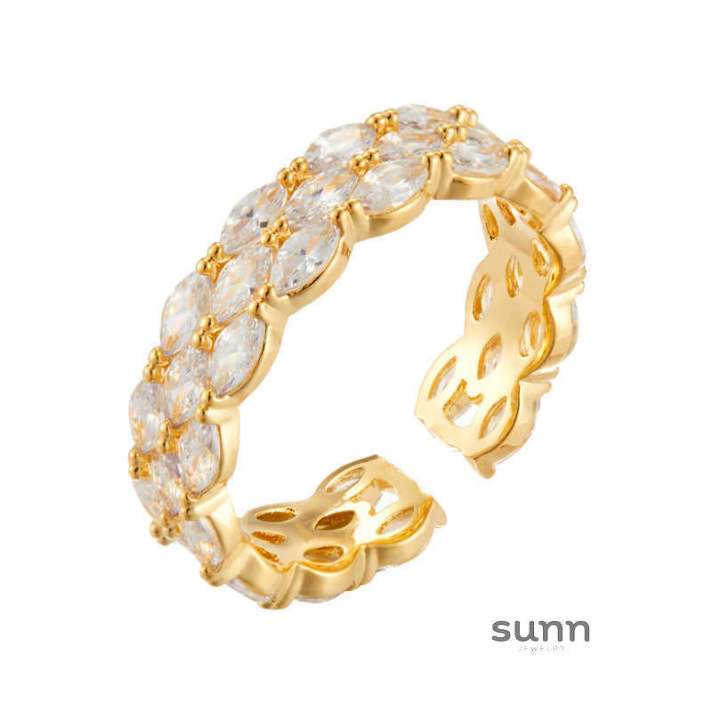 Lillyann Golden Zircon Open Ring [4DMM233K]