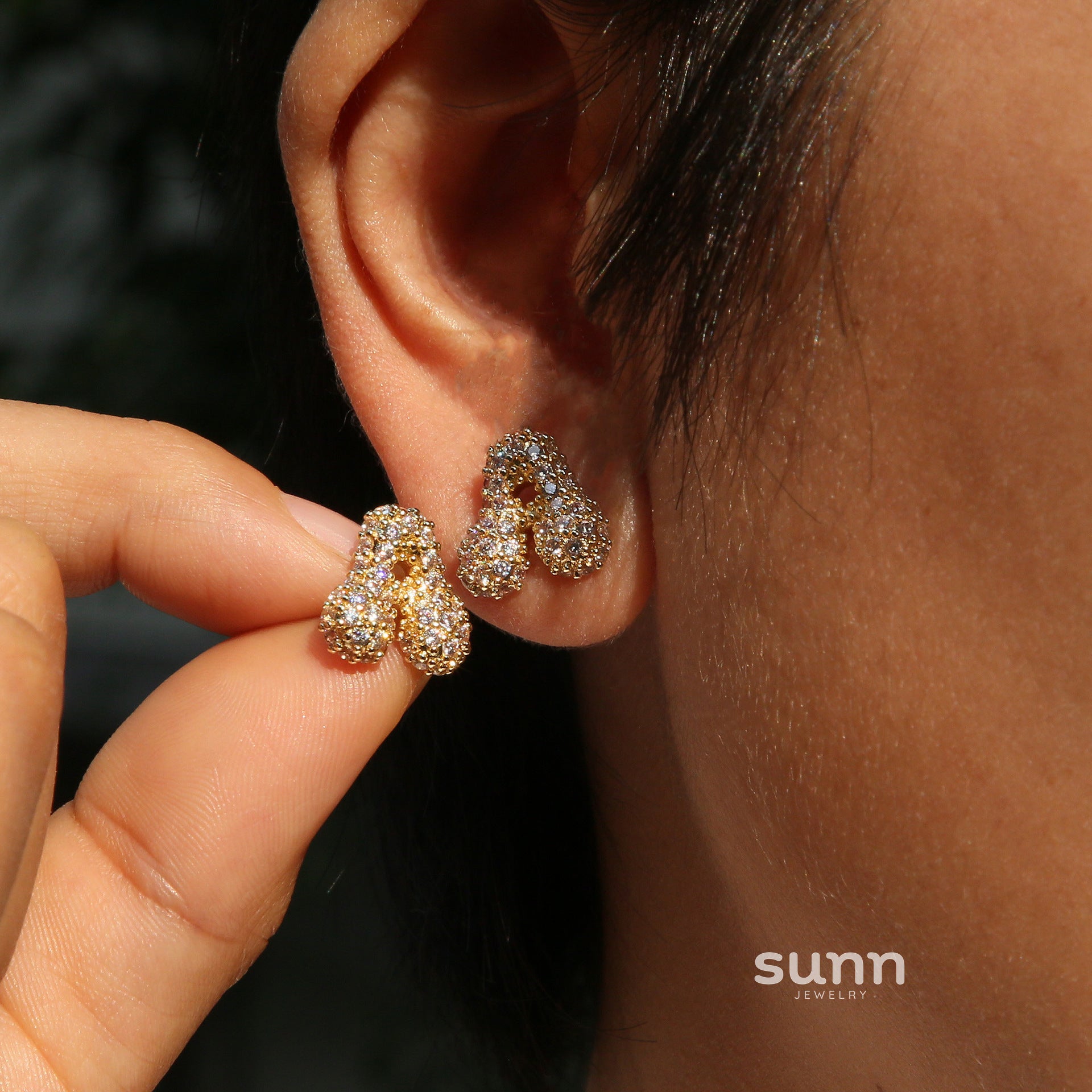 Lillyann Zircon Bubble Letter Earrings [NUDCT95C]