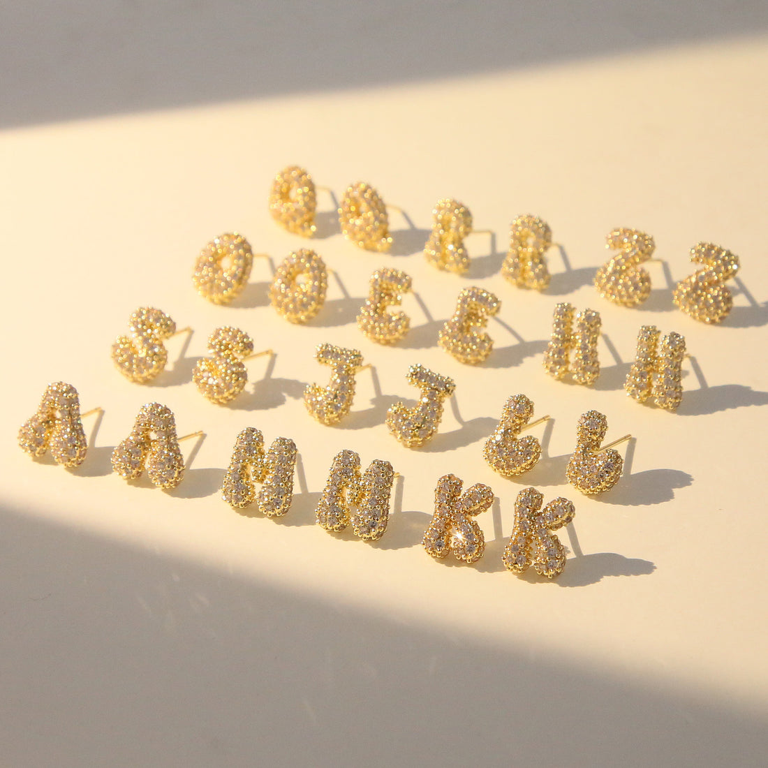 Lillyann Zircon Bubble Letter Earrings [CJO4D37M]