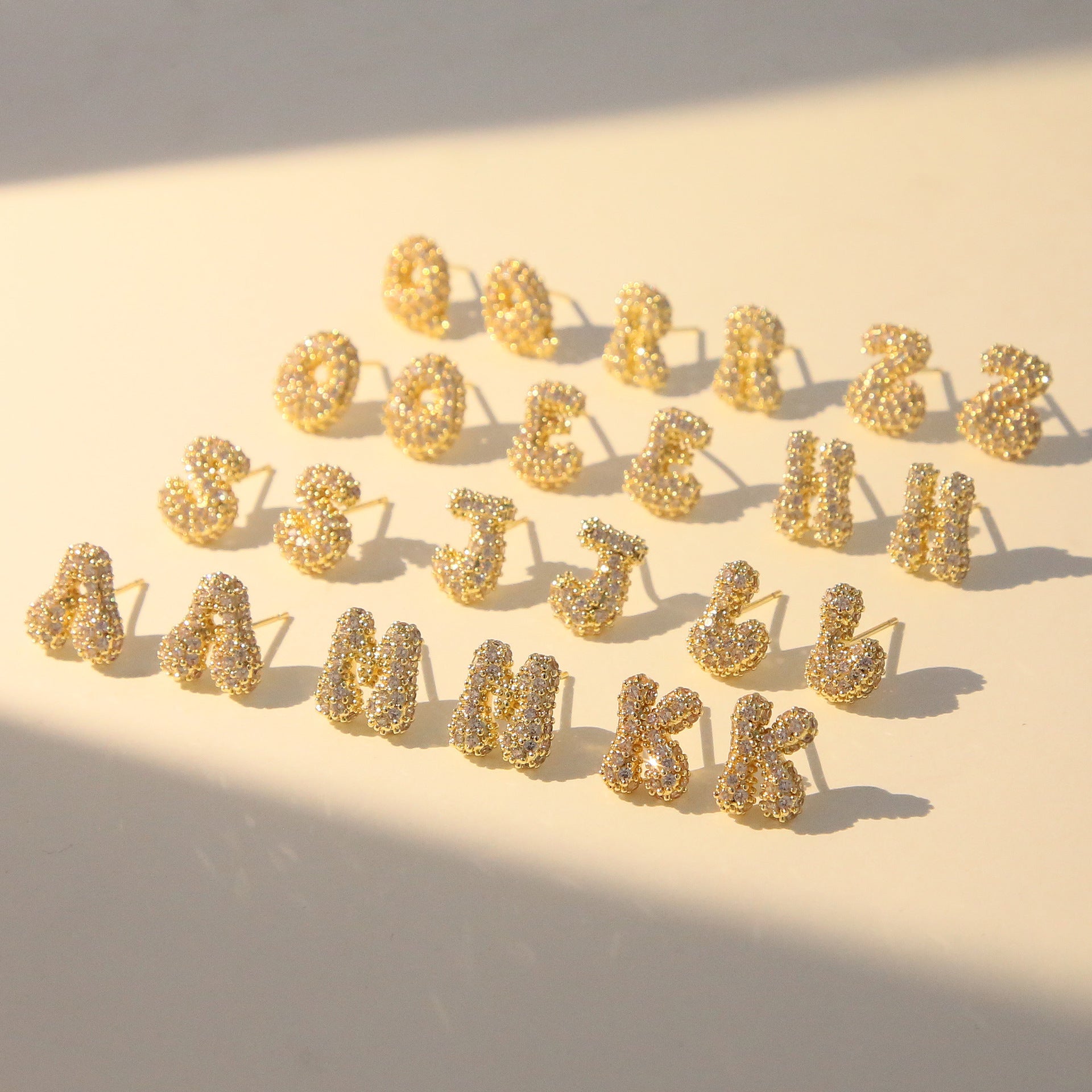 Lillyann Zircon Bubble Letter Earrings [CJO4D37M]