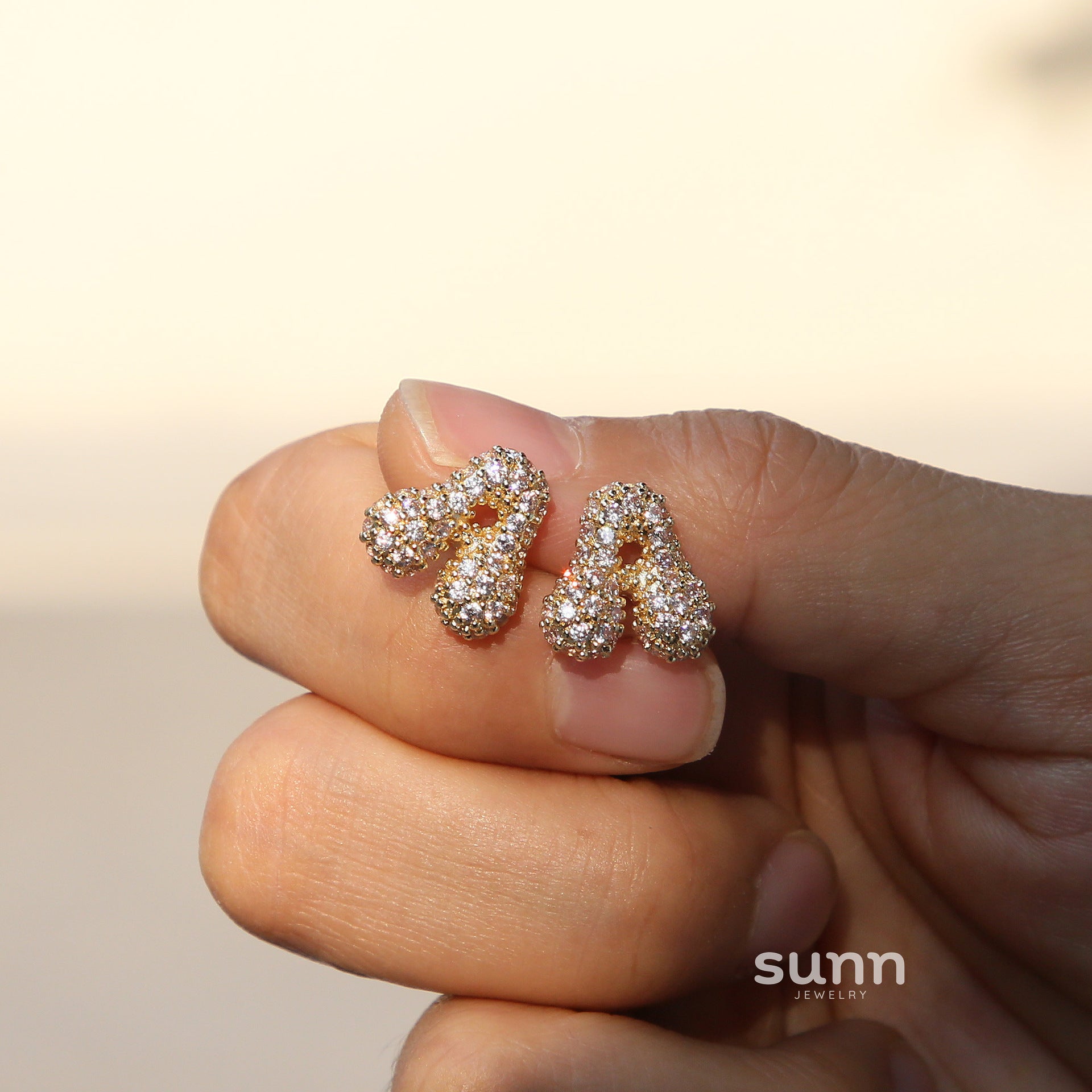 Lillyann Zircon Bubble Letter Earrings [6OF5XCAB]