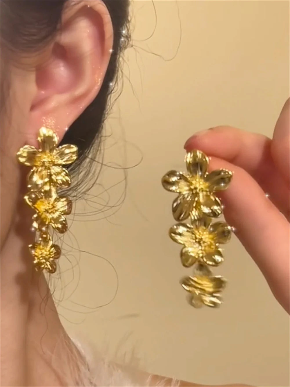 Lillyanna Gold Bloom Tassel Earrings