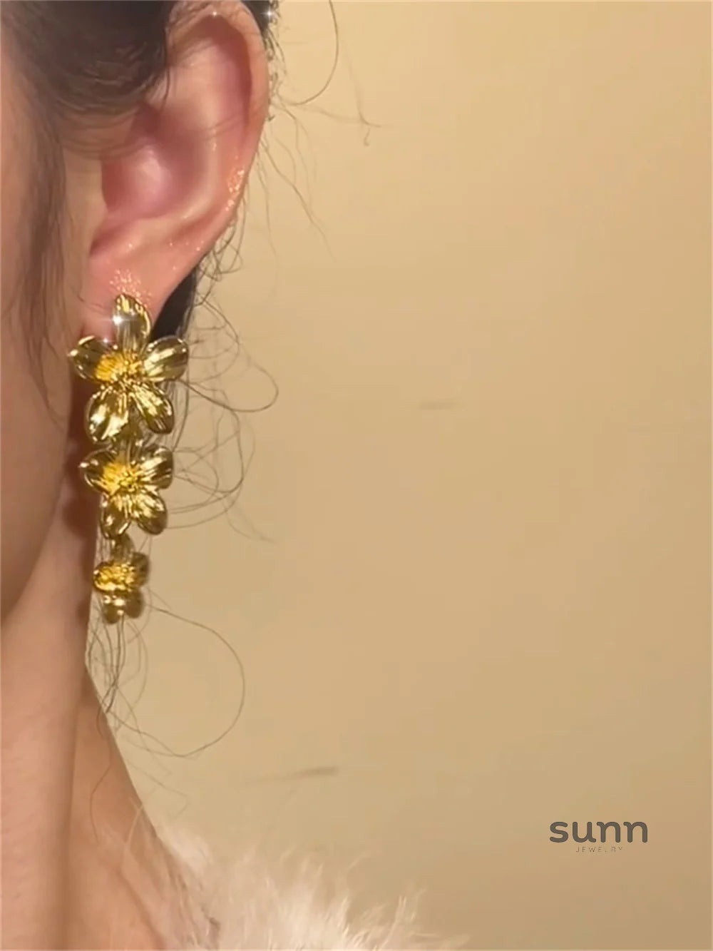 Lillyanna Gold Bloom Tassel Earrings