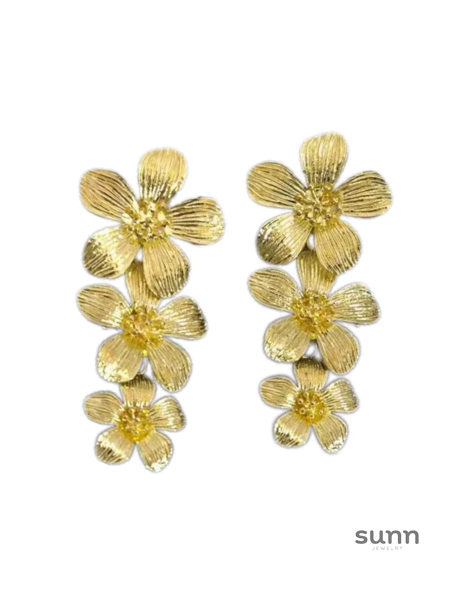 Lillyanna Gold Bloom Tassel Earrings