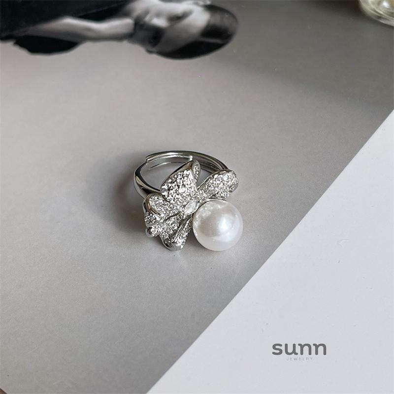 Lilyanne Pearl Bow Open Ring [Z8E37N9O]