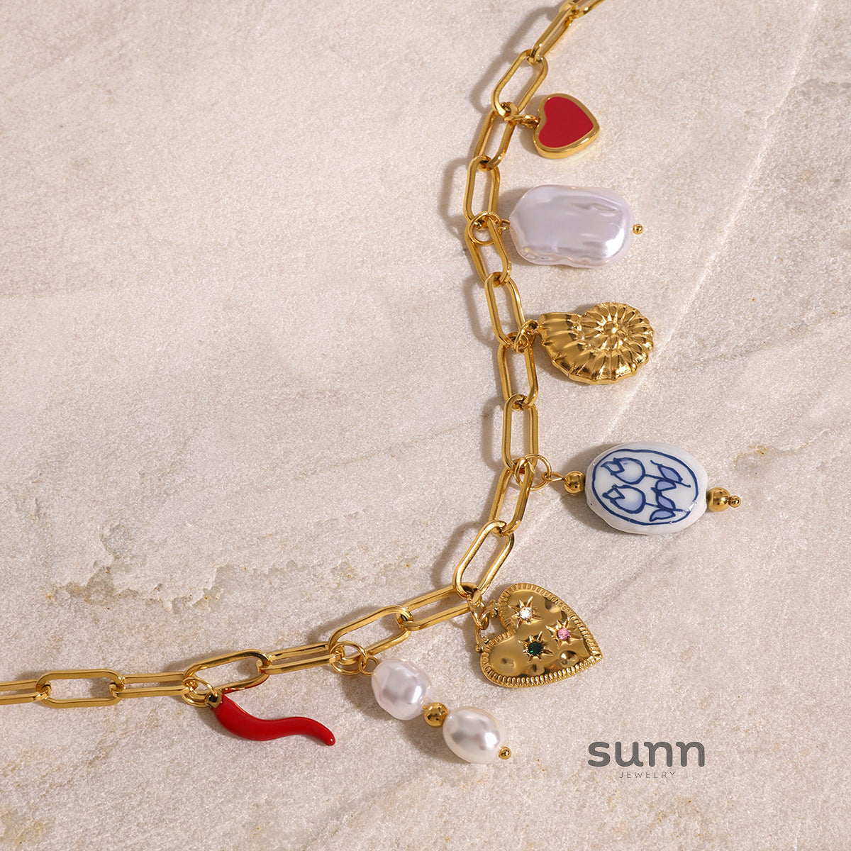 Lively Pearl Heart Necklace [59CJ9GCP]