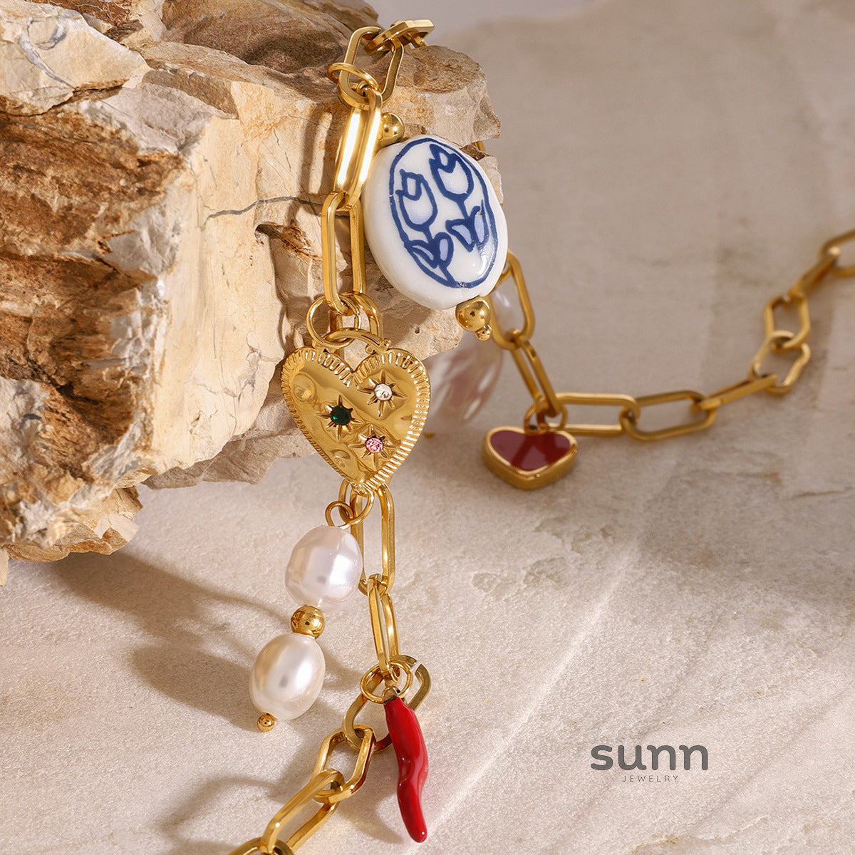 Lively Pearl Heart Necklace [ALP74O0O]