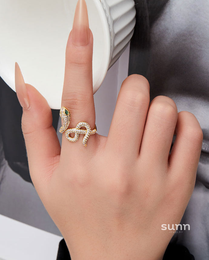 Liviana Snake Zirconia Open Ring [W6MMO8QJ]
