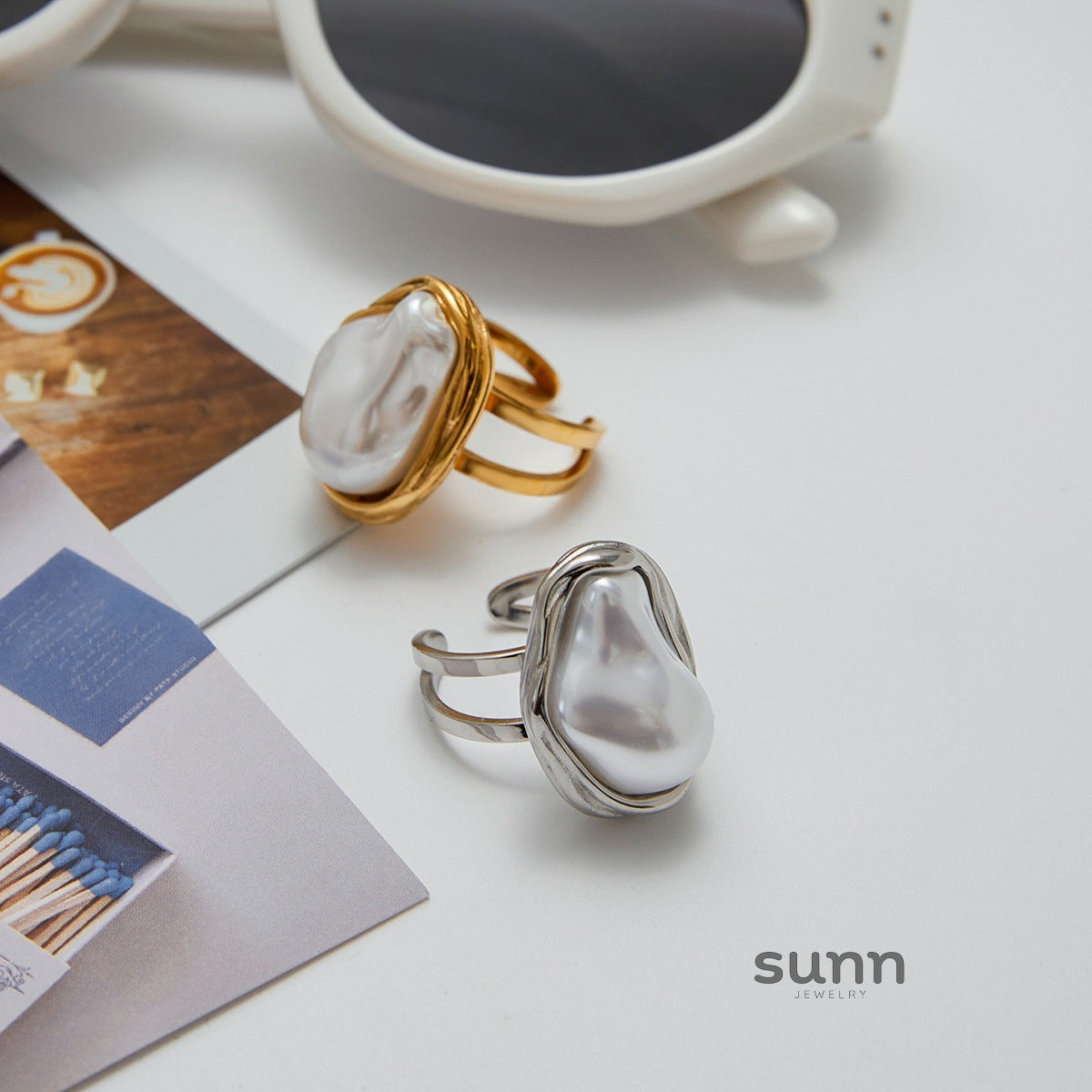 Liya Geometric Pearl Ring [458CMFGT]