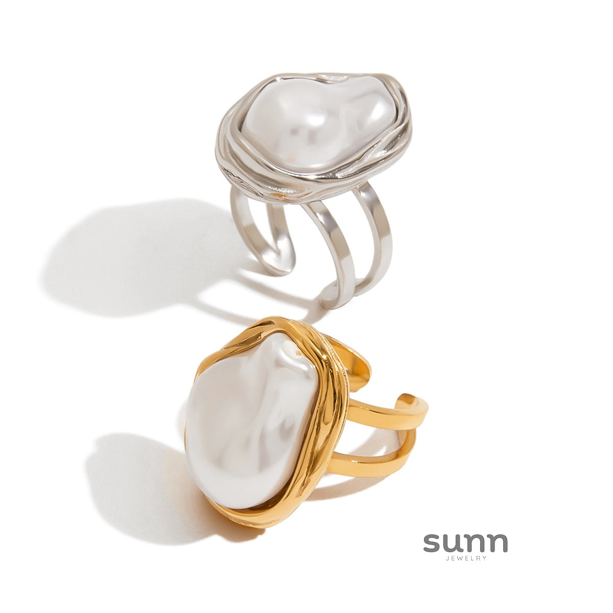 Liya Geometric Pearl Ring [XSORWWDT]