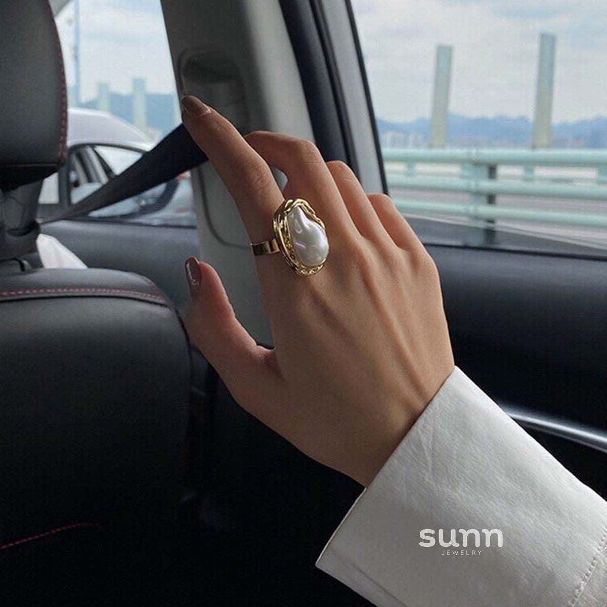 Liya Geometric Pearl Ring [1IHWSFOB]