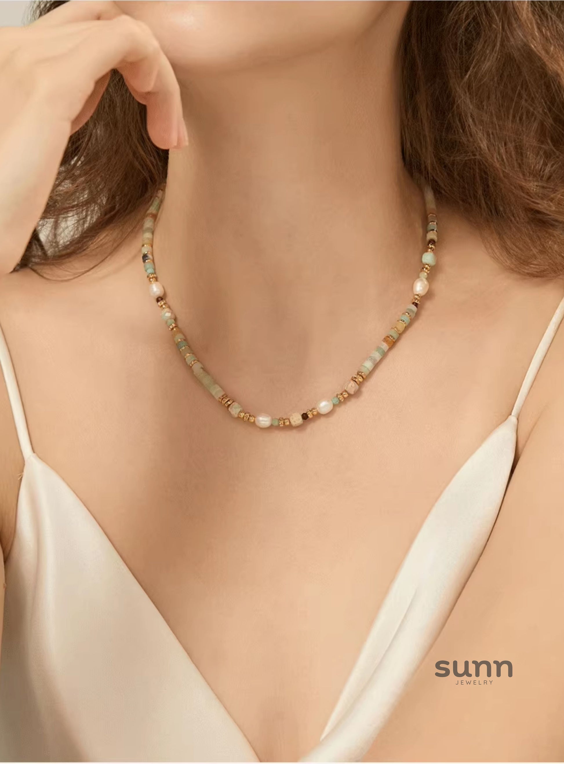 Lochlyn Amazonite Pearl Choker [SSDIF1K5]