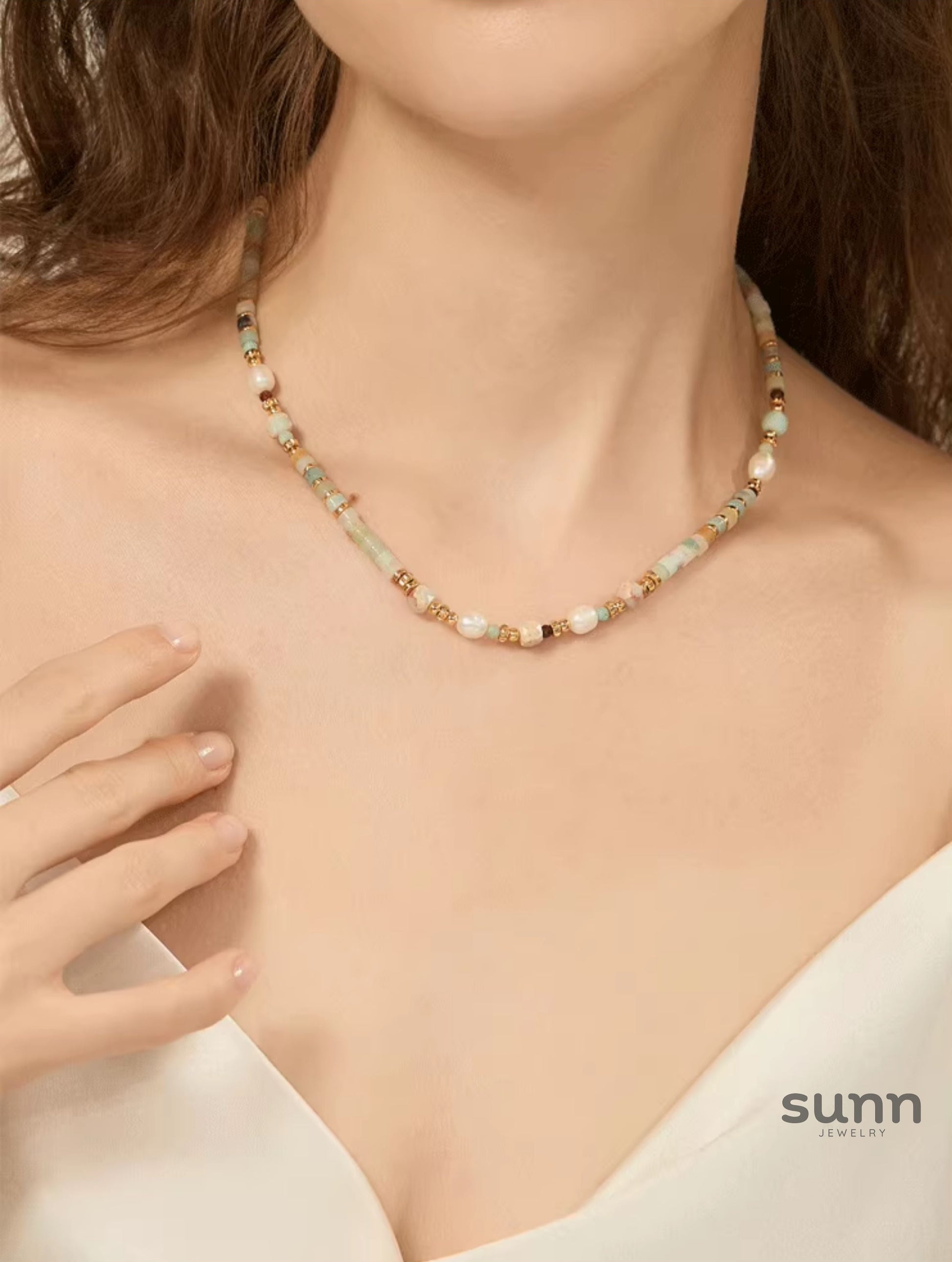 Lochlyn Amazonite Pearl Choker [MK6YES2V]