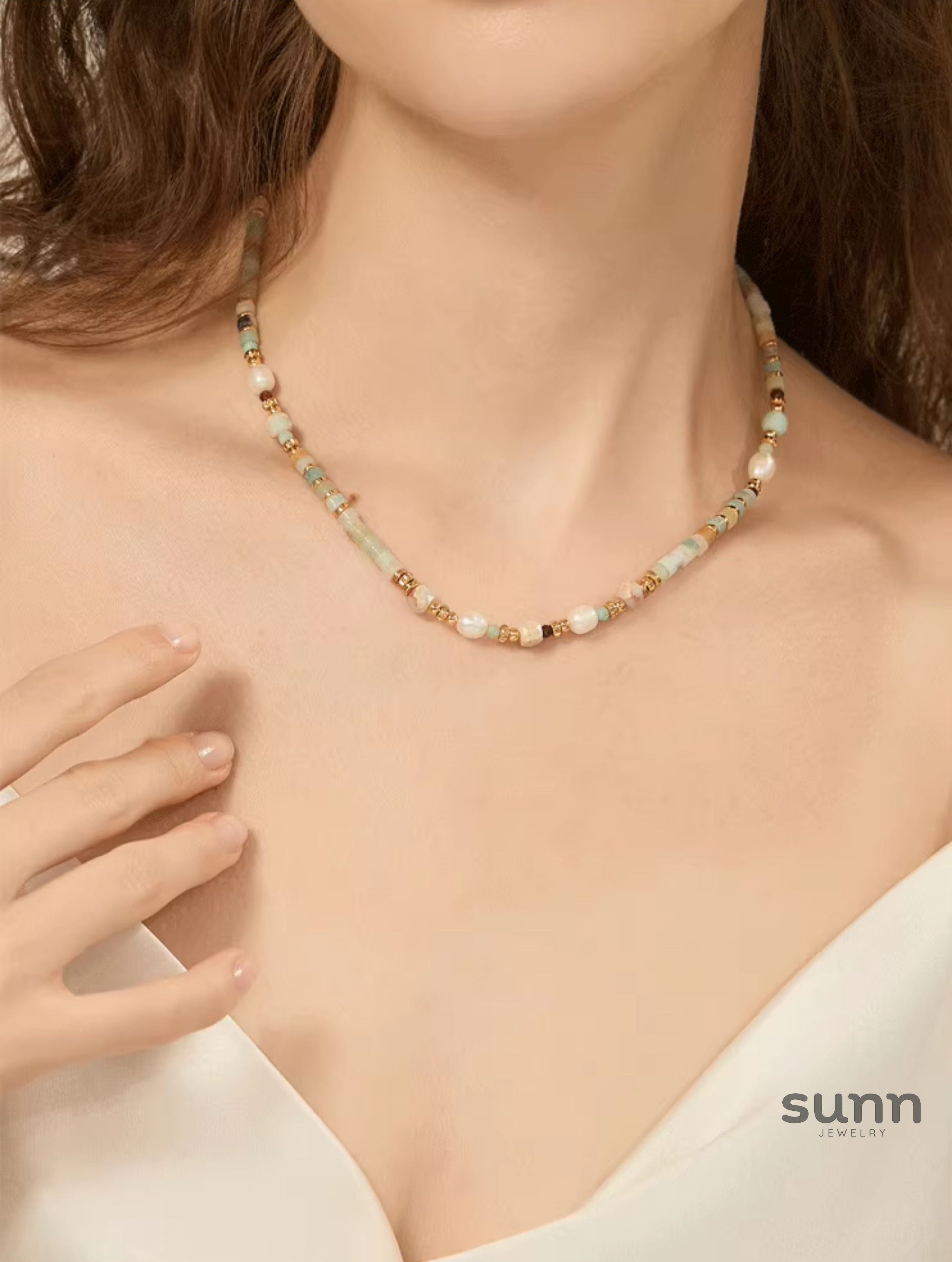 Lochlyn Amazonite Pearl Choker [MK6YES2V]