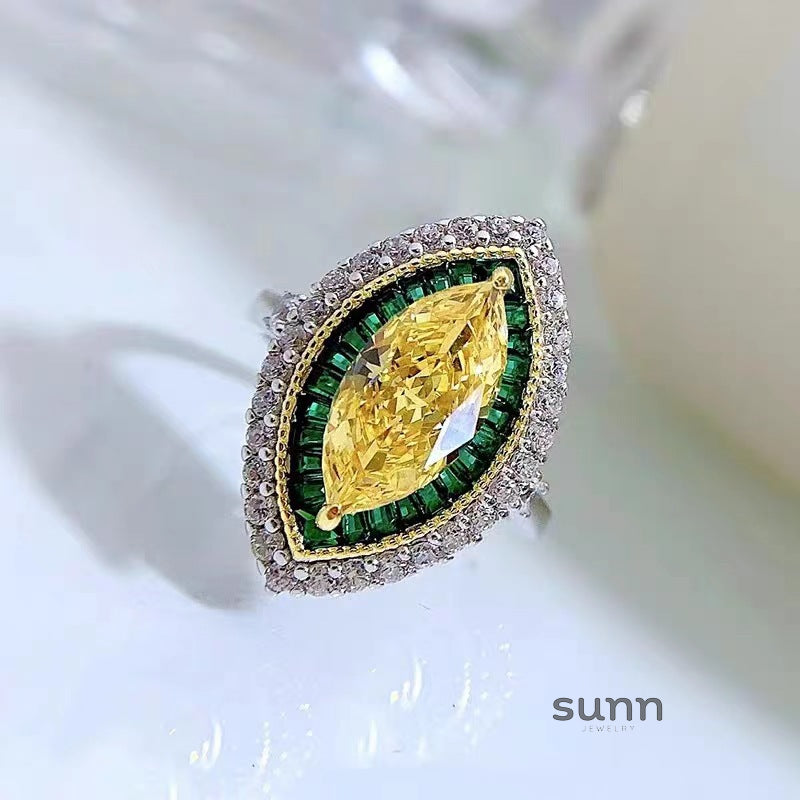 Lochlyn Canary Marquise & Emerald Ring [DX0CFB65]