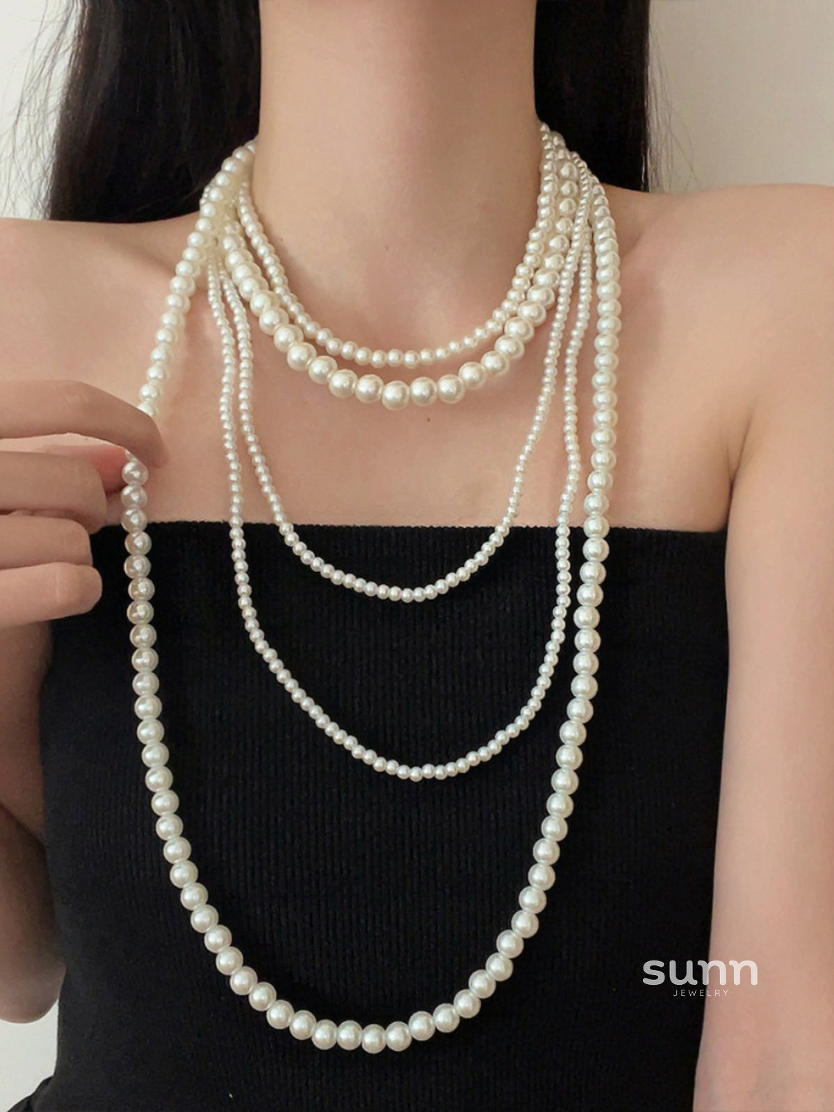 Logan Layered Pearl Necklace [PZW2PJRO]