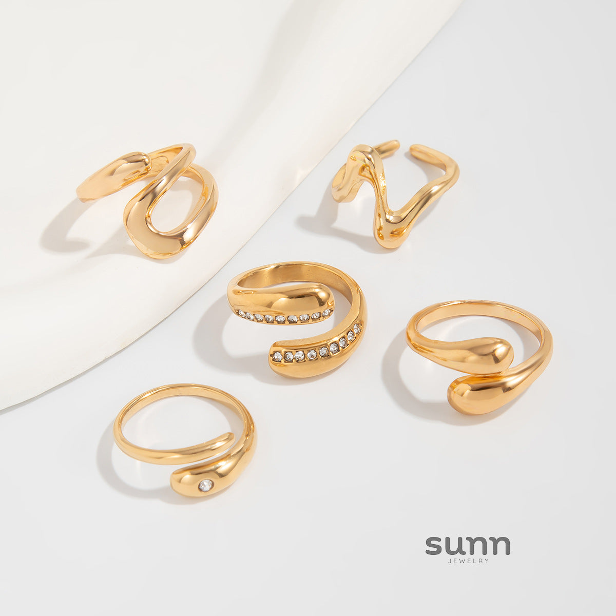 Logan Wave Diamante Ring Set [GCB84B3S]