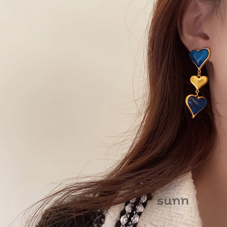 Londyn Elegant Blue Heart Earrings [DB2ZYPBT]