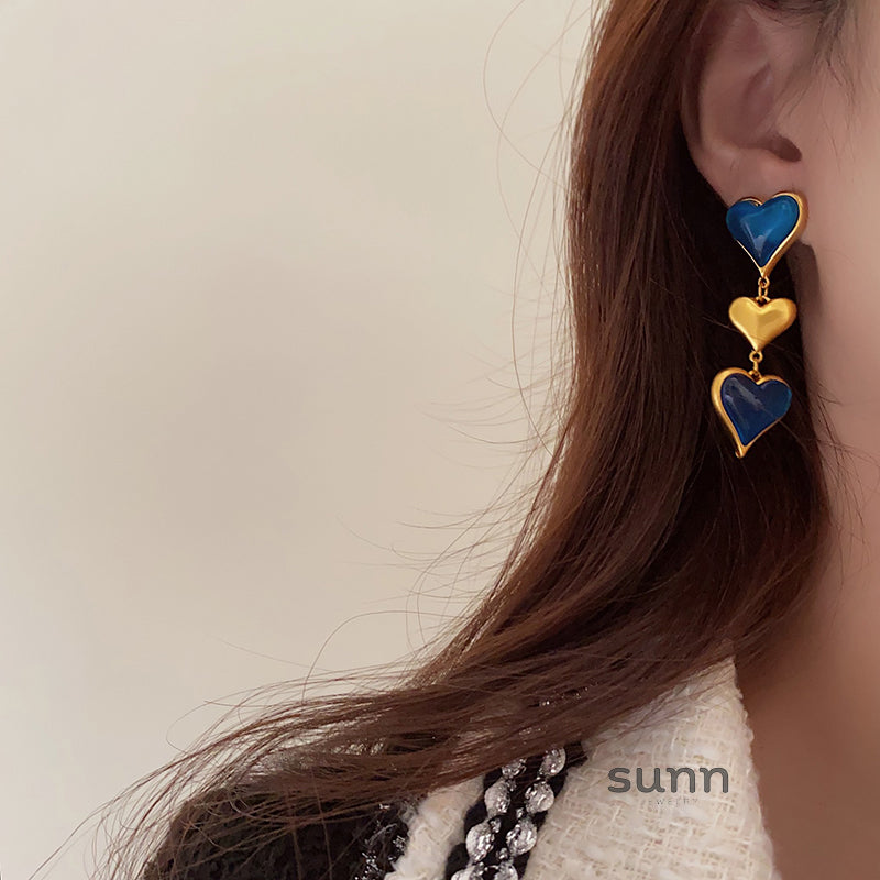 Londyn Elegant Blue Heart Earrings [2U4BZTKJ]