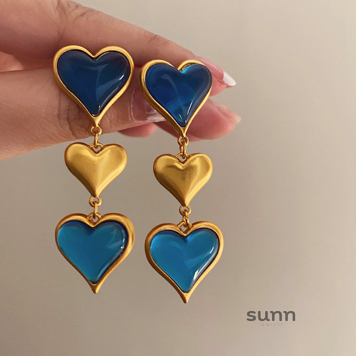 Londyn Elegant Blue Heart Earrings [0XBPOJX4]
